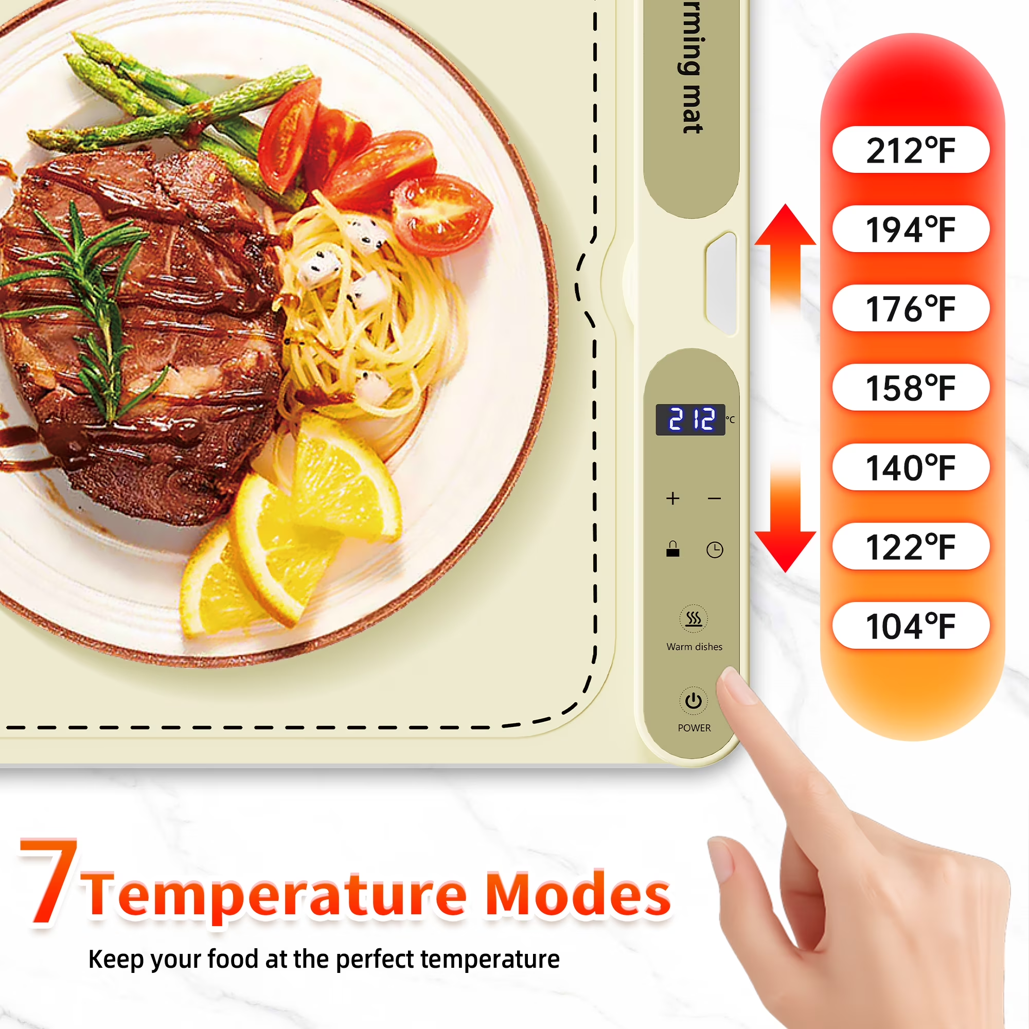 Food Warming Mat, Extra Large 39.4x15 Inches Fast Heating Silicone Electric Warming Tray with 7 Level Temp and 8H Timer, Roll-Up & Portable Warming Mat for Food, Chafing Dishes for Parties Buffet