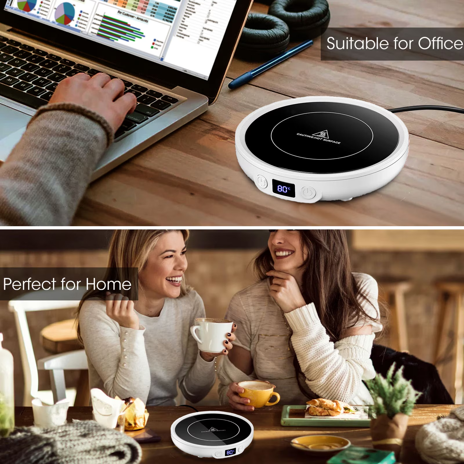 Mug Warmer Coffee Warmer for Desk with 3Temperature Control 130 ℉/150 ℉/176 ℉,2-12Hrs Auto Shut Off,Mug Warmer for Beverage, Coffe Cup Warmer for Home & Office White
