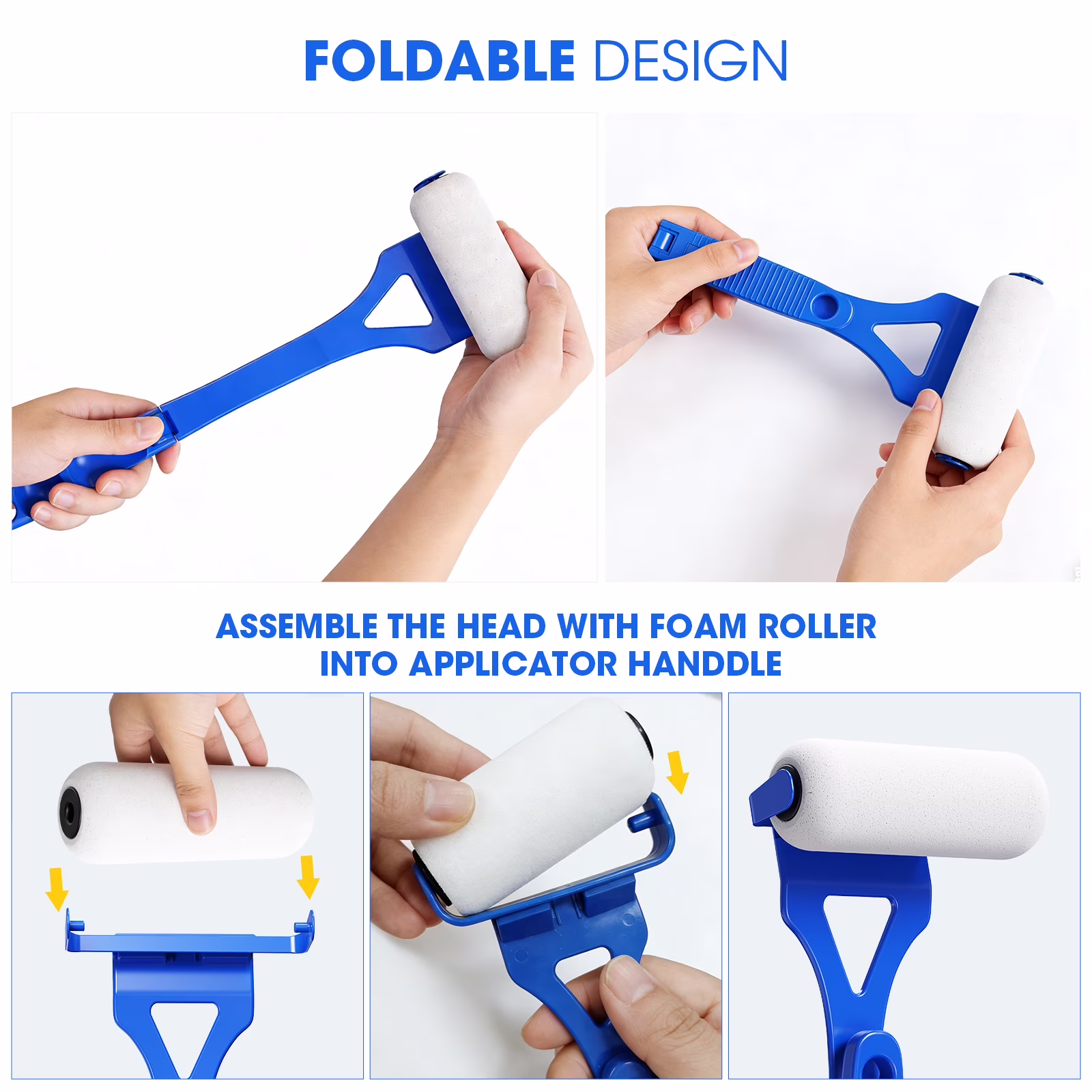 Lotion Applicator for Back Body, Back Lotion Applicator Long Reach Folding Handle, Sunscreen Application Roller Wands for Back Self Elderly, Seniors, Women and Men, Blue