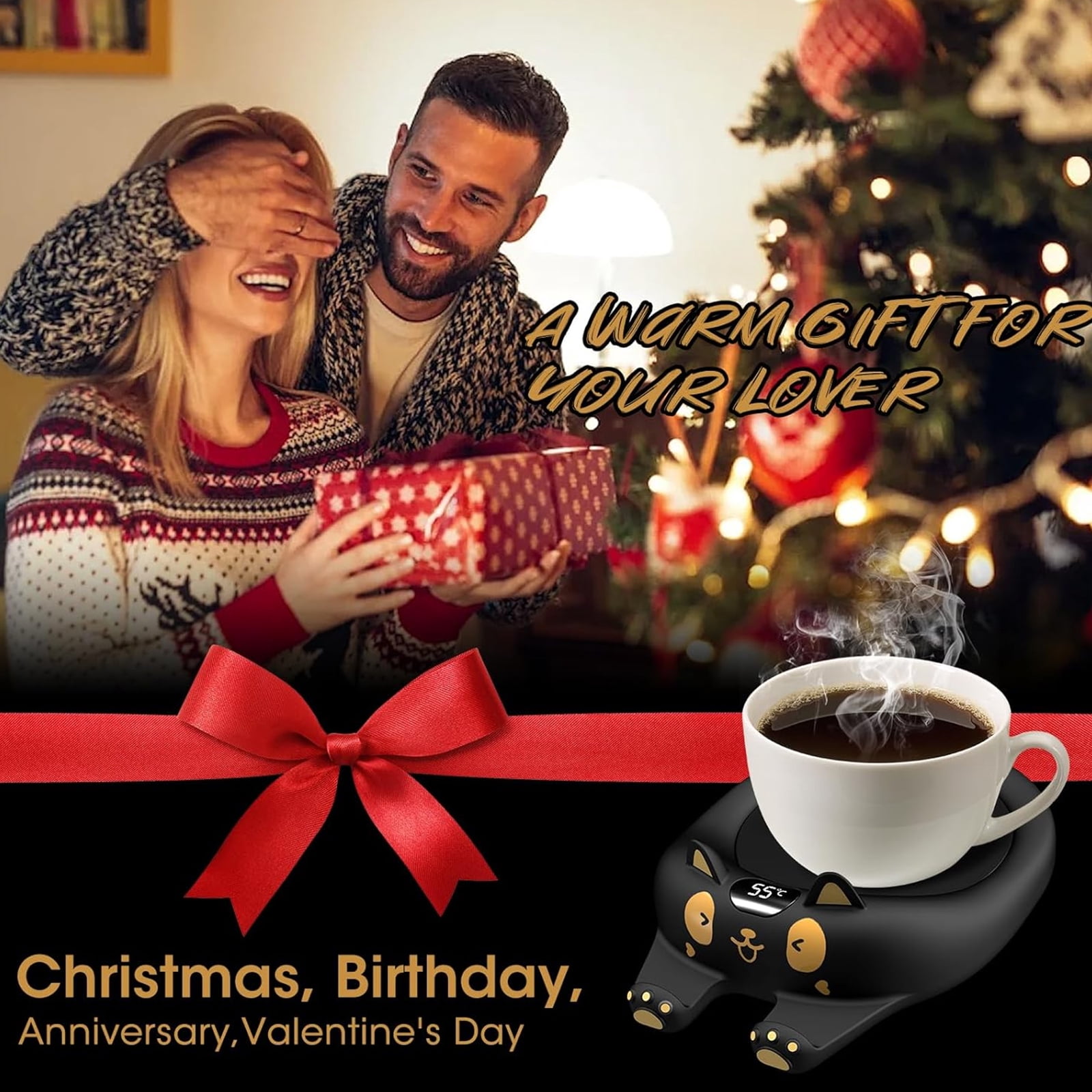 Mug Warmer, 3 Temp Settings Electric Plate with Auto Shut off, Coffee Cup Warmer for Coffee, Tea, Water, Milk and Cocoa