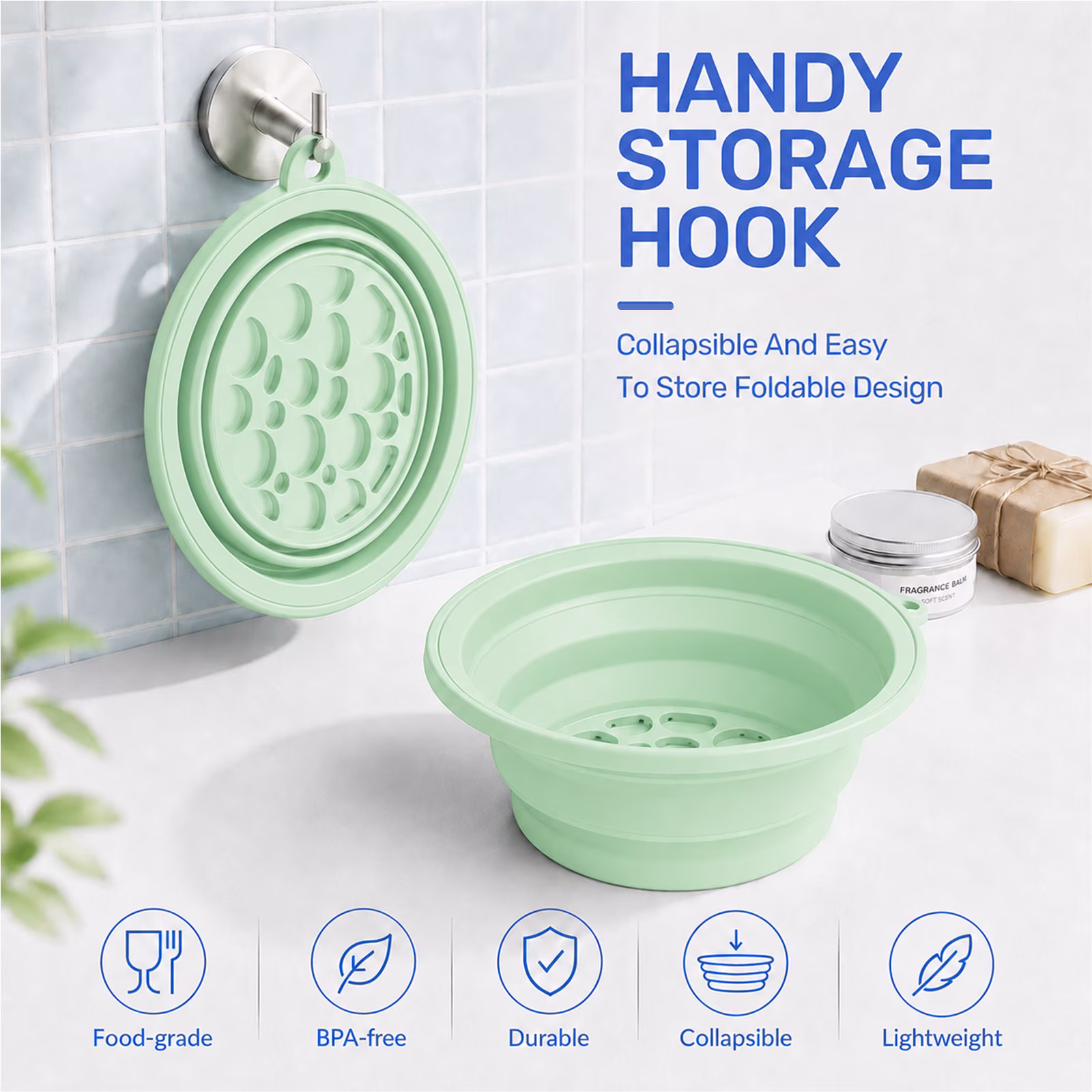 MQ Silicone Face Bowl for Ice with Built-In Icetray, Collapsible Ice Bowl for Face Bath at Home