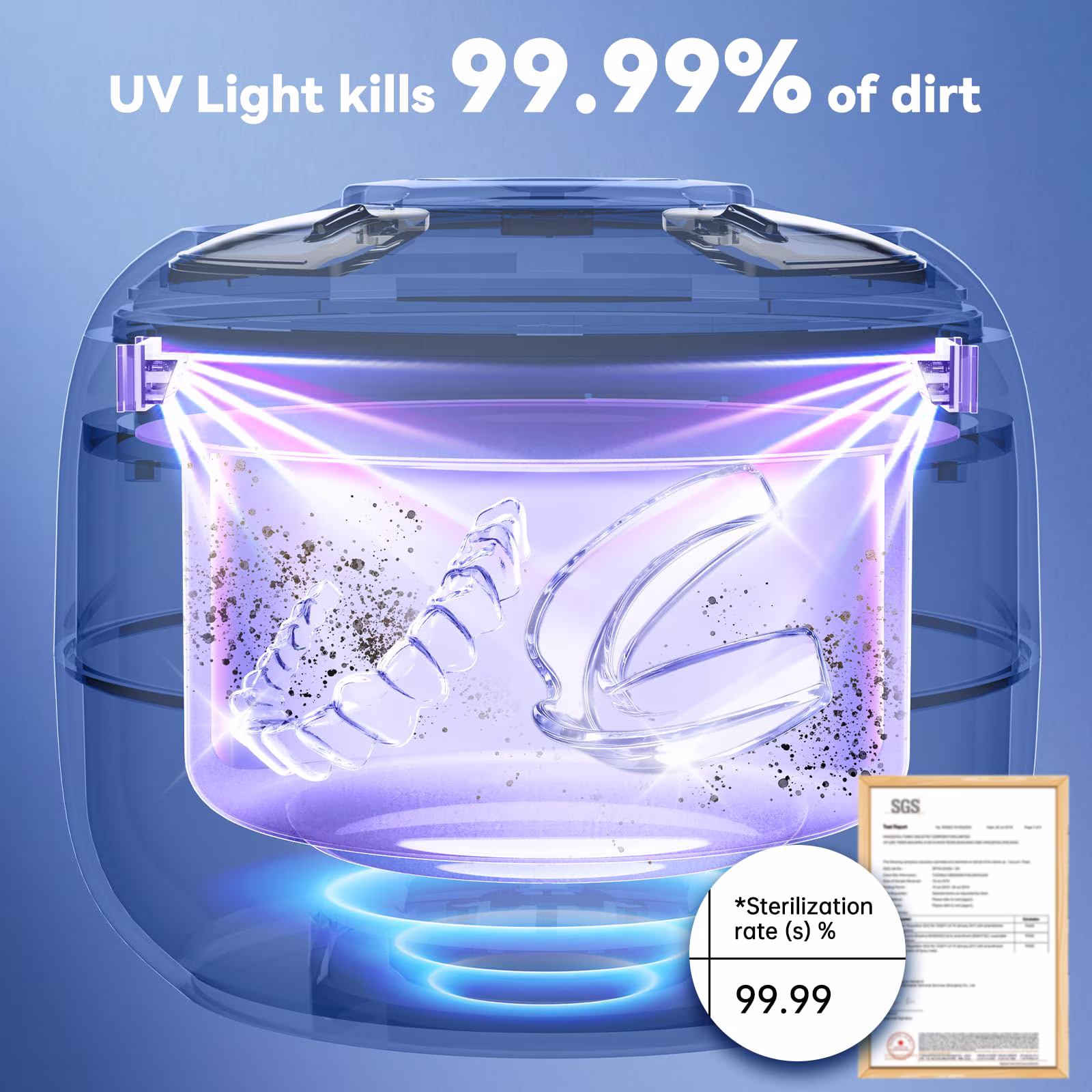 MQ Ultrasonic Retainer Cleaner, 48kHz 200ML, ABS & Stainless Steel, White, 3 Modes Removable Base for Adult Aligners, Braces, Mouth Guards & Jewelry