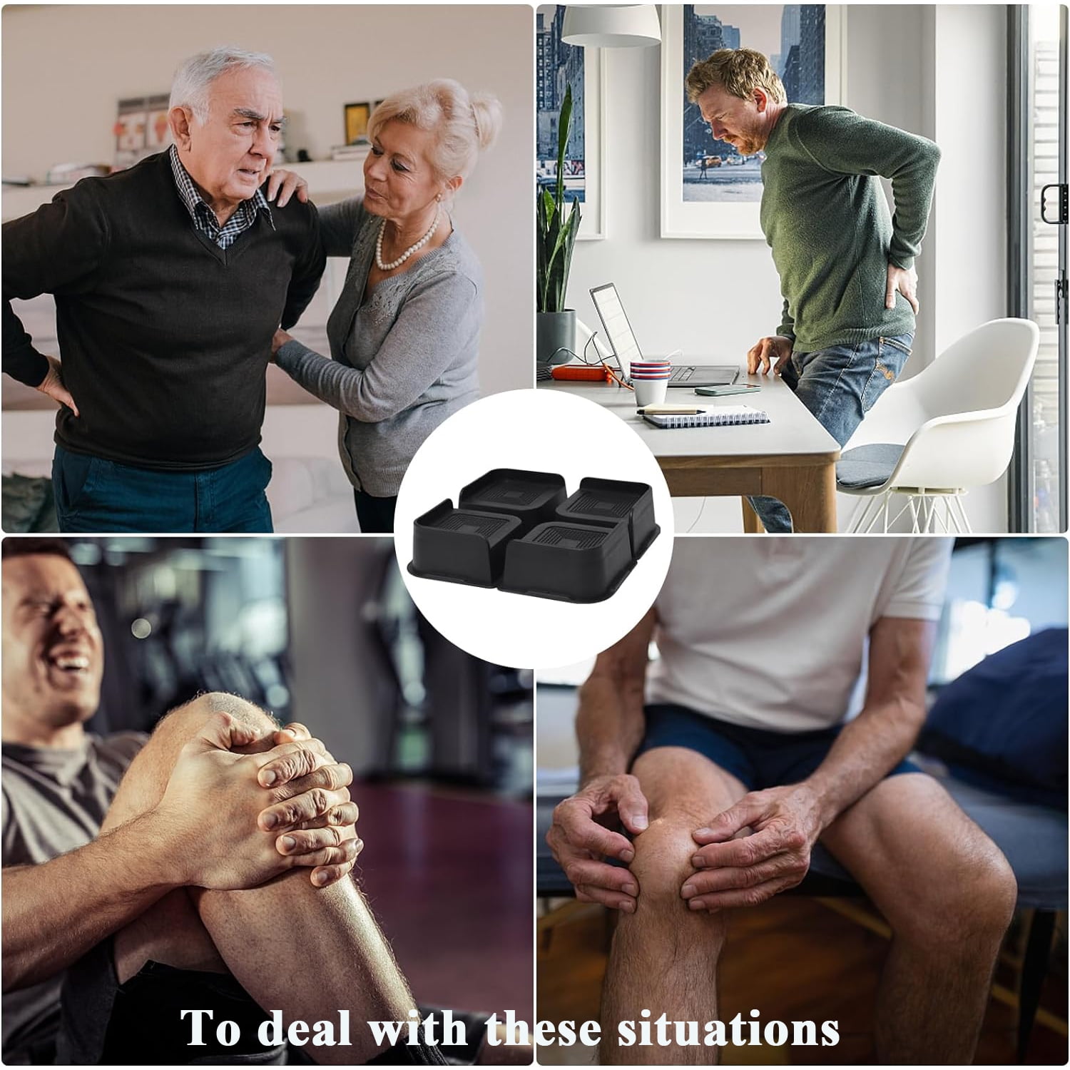 MQ Bed Risers 6 Inch 4 Pack Black Support 7000LBs, Oversized Furniture Risers for Dorm Beds Frame, Sofa, Desk, Couch, Chairs Legs