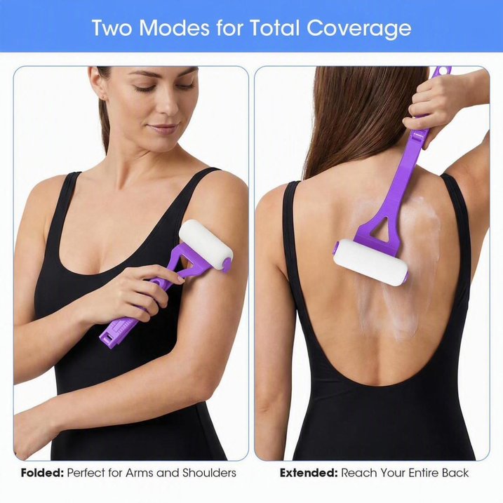MQ Lotion Applicator for Back Body, Back Lotion Applicator Long Reach Folding Handle, Sunscreen Application Roller Wands for Back Self Elderly, Seniors, Women and Men, Purple