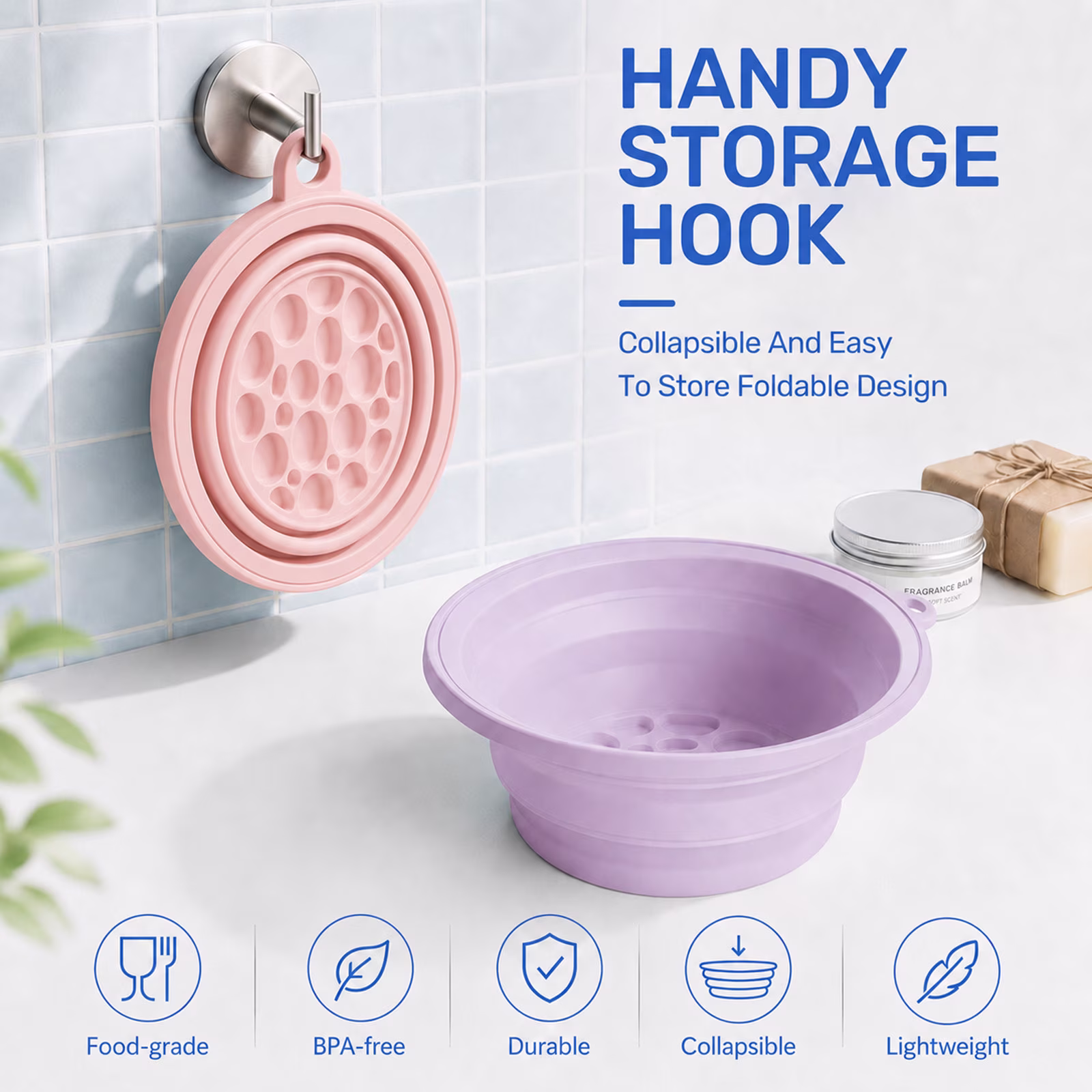 MQ 2Pack Silicone Face Bowl for Ice with Built-In Icetray, Collapsible Ice Bowl for Face Bath at Home