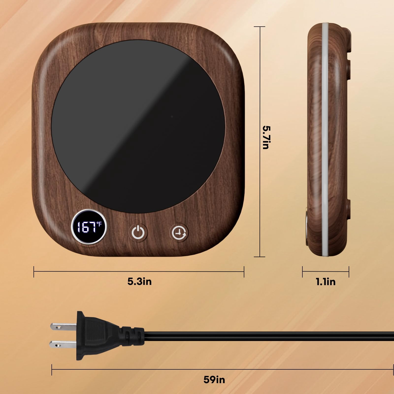 MQ 40W Mug Warmer Coffee Mug Warmer with Temp Display, 3 Temp Settings, 1-12H Timer & 4H Auto Off for Coffee Tea Milk Cocoa