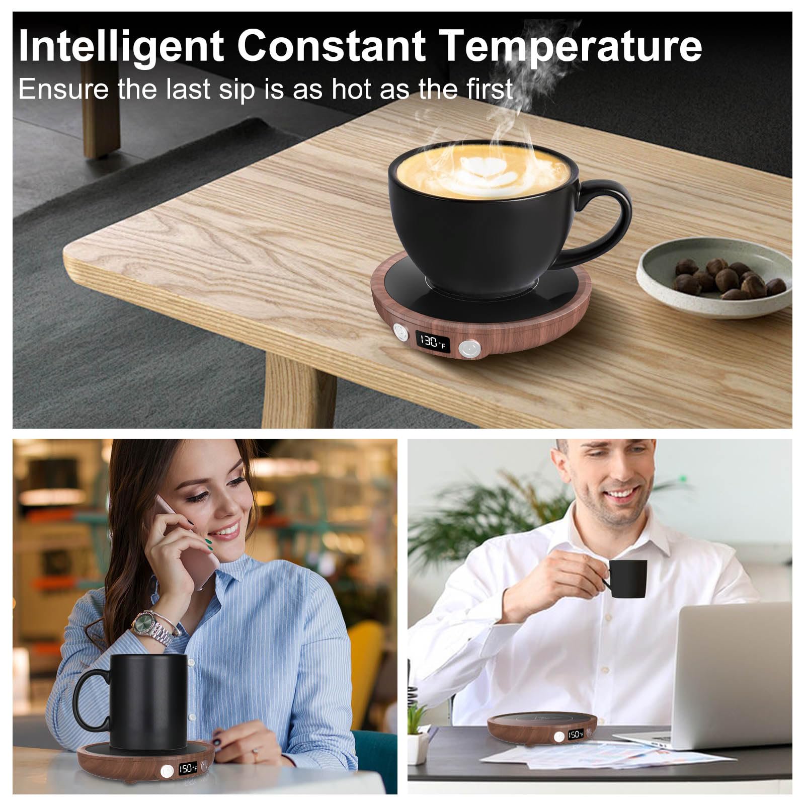 Woodgrain Mug Warmer, Coffee Warmer for Desk with 3 Temperature Settings (130°F/150°F/176°F), Cup Warmer for Tea Milk with 4H Auto-off, Coffee, Tea and Milk Warmer for Office Home Desk Use