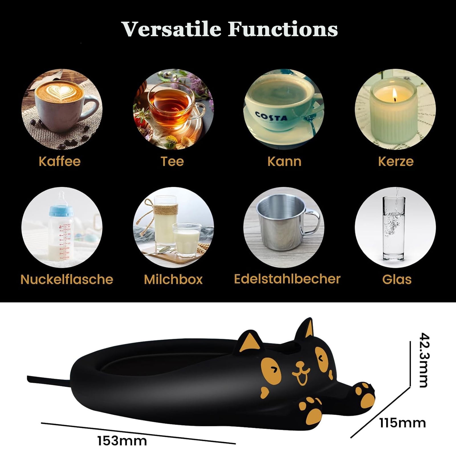 Mug Warmer, 3 Temp Settings Electric Plate with Auto Shut off, Coffee Cup Warmer for Coffee, Tea, Water, Milk and Cocoa
