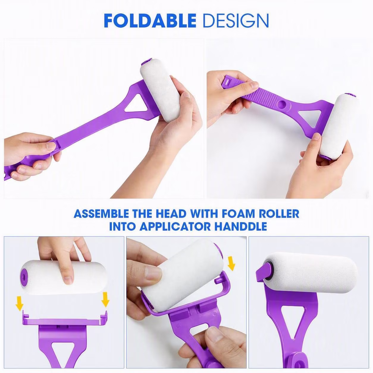 MQ Lotion Applicator for Back Body, Back Lotion Applicator Long Reach Folding Handle, Sunscreen Application Roller Wands for Back Self Elderly, Seniors, Women and Men, Purple