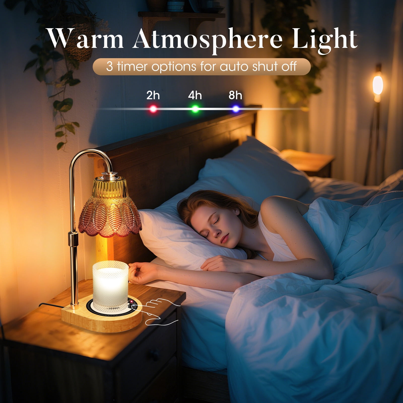 Flower Candle Warmer Lamp with Timer, Dimmable Candle Lamp Warmer, Christmas Birthday Gift for Women Mom, House Warming for New Home Decor, Lotus Wax Melt Warmer for Jar Candles(Pink)