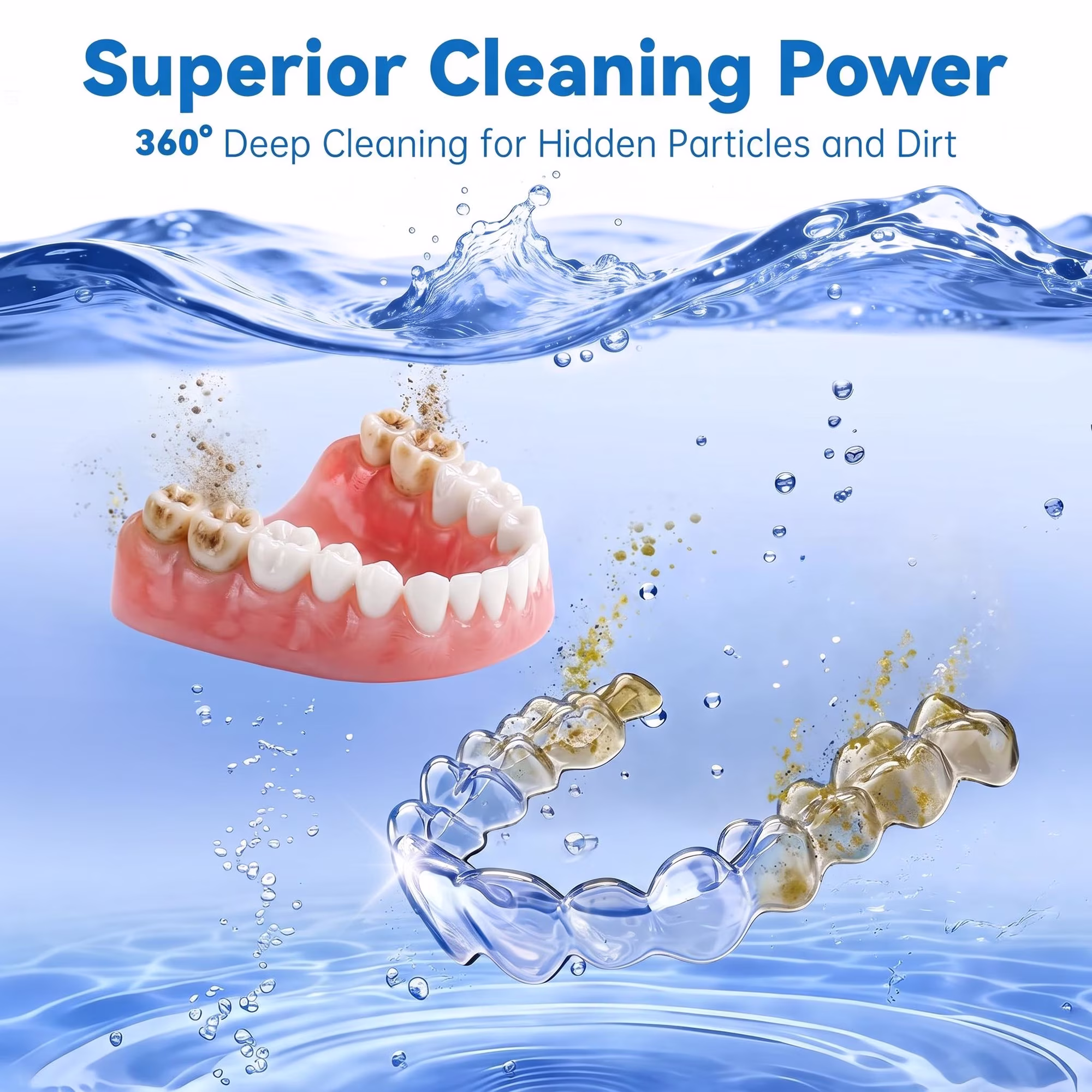 MQ Ultrasonic Retainer Cleaner,48kHz 200ML,3 Modes Removable Base Cover for Aligners Braces Mouth Guards Brush Heads Jewelry