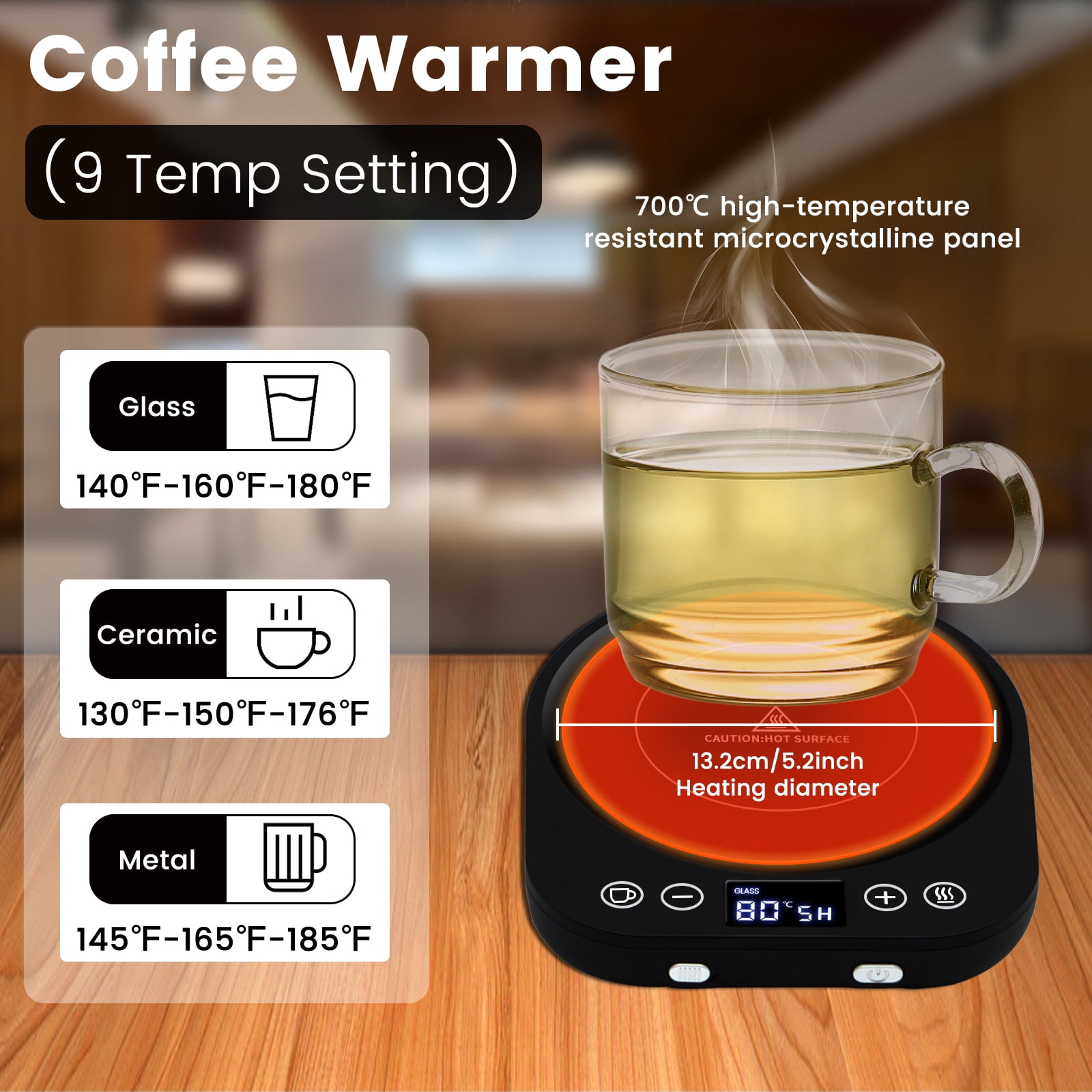 MQ Electric Black Beverage Warmer Automatic Shut Off