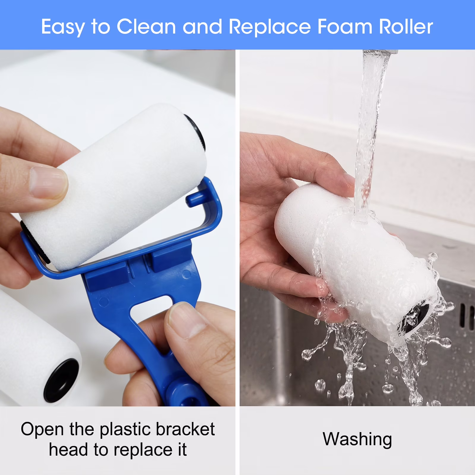 Lotion Applicator for Back Body, Back Lotion Applicator Long Reach Folding Handle, Sunscreen Application Roller Wands for Back Self Elderly, Seniors, Women and Men, Blue