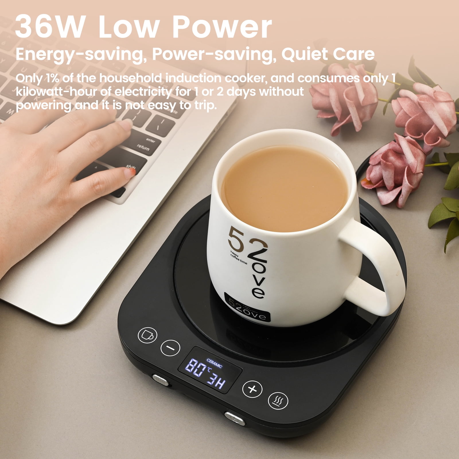MQ Electric Black Beverage Warmer Automatic Shut Off