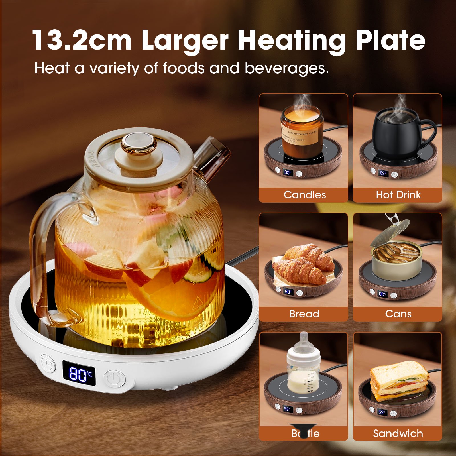 Mug Warmer Coffee Warmer for Desk with 3Temperature Control 130 ℉/150 ℉/176 ℉,2-12Hrs Auto Shut Off,Mug Warmer for Beverage, Coffe Cup Warmer for Home & Office White