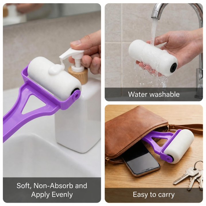 MQ Lotion Applicator for Back Body, Back Lotion Applicator Long Reach Folding Handle, Sunscreen Application Roller Wands for Back Self Elderly, Seniors, Women and Men, Purple