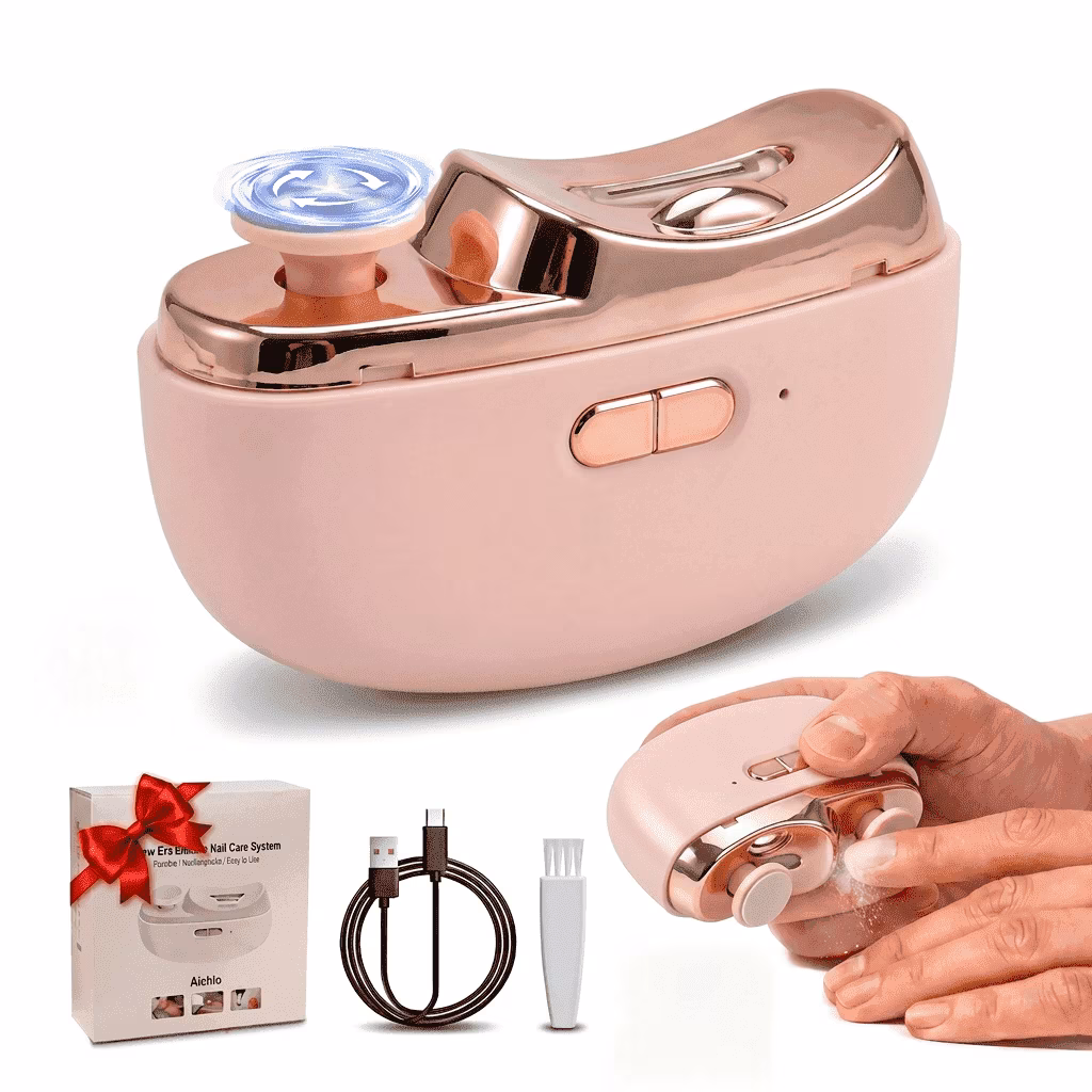 MQ Smart Electric Nail Clipper Upgraded 3 in 1 USB Rechargeable Automatic Nail Trimmer LED Light 2 Speed Nail Scrap Storage Safe Cutter Polisher Ideal Gift for Baby Kids Seniors Adults Pink