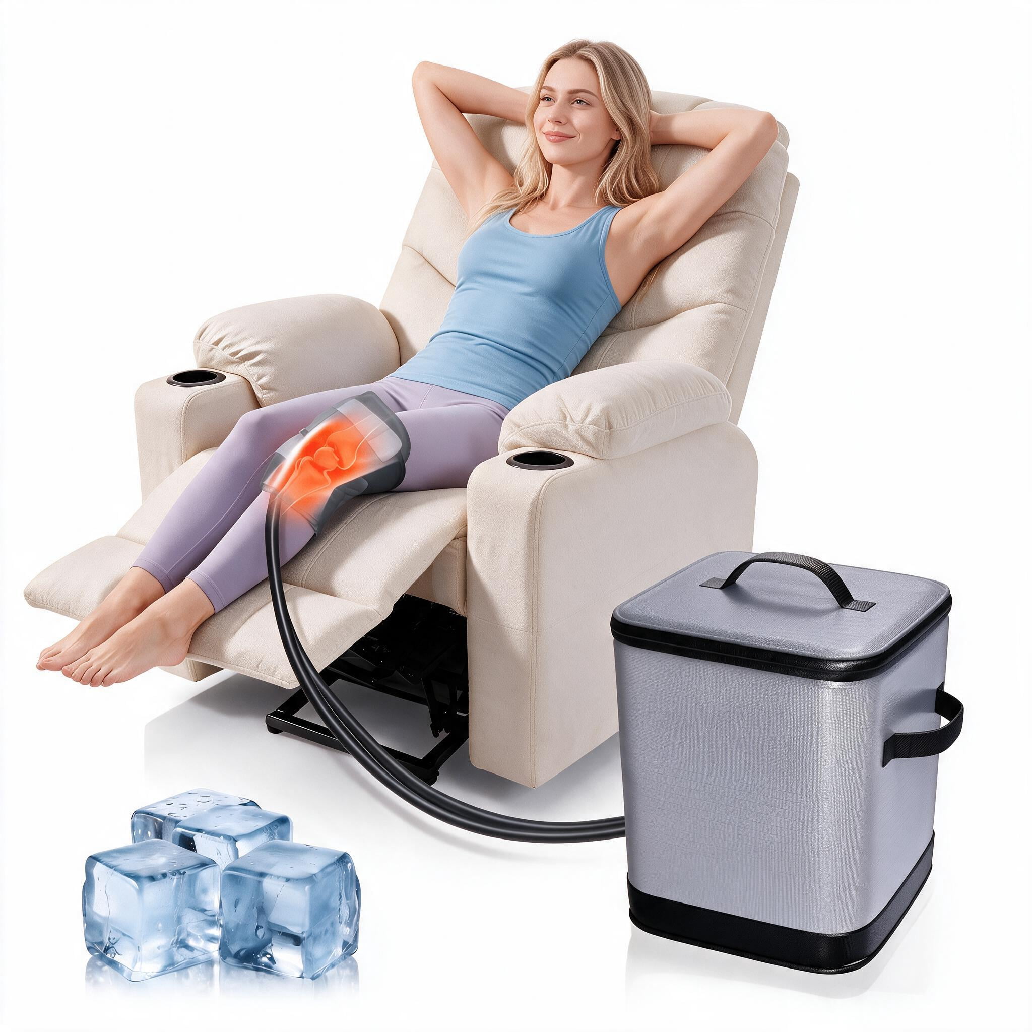 Ice Machine for Knee After Surgery, Cold Therapy Machine for Knee Replacement, Cold Therapy Machine with Programmable Timer Quiet Pump Compression Pad Apply to Arm, Ankle, Thigh