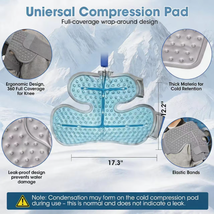 MQ Cold Therapy Machine, Water Circulation Ice Therapy System, Skin-Friendly Pad for Knee Shoulder, Swelling Relief Post-Surgery Home Care