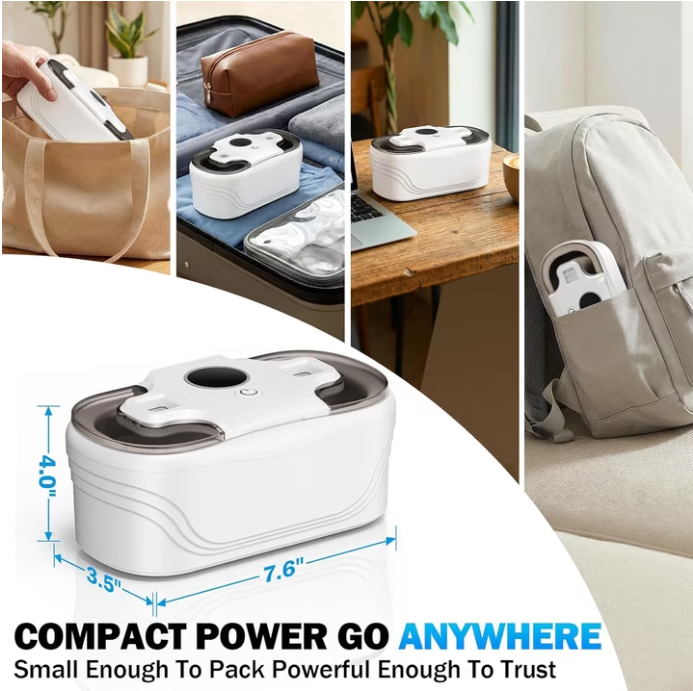 MQ Ultrasonic Jewelry Cleaner, 48KHz 400ML, UV Light & LED Display, 3 Cleaning Modes for Jewelry, Eyeglasses, Dentures, White