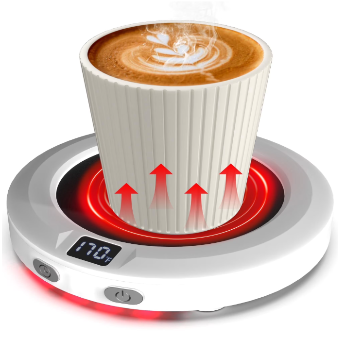Coffee Mug Warmer for Desk -Auto Shut Off, 3 Heat Settings, Keep Your Coffee Warm for Office Hours, Perfect Coffee Lovers Gift Idea with 12-Hour-Timer, LED Light and Temperature Control (White)