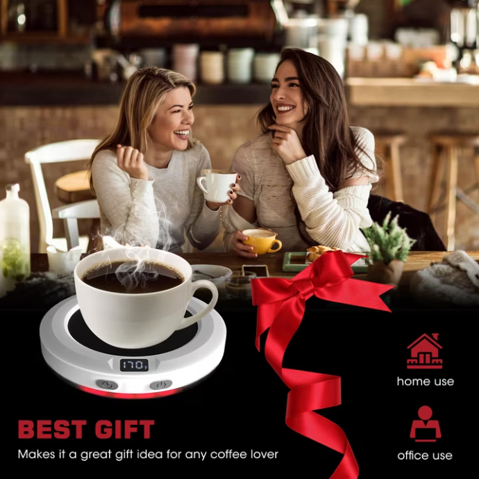 Coffee Mug Warmer for Desk -Auto Shut Off, 3 Heat Settings, Keep Your Coffee Warm for Office Hours, Perfect Coffee Lovers Gift Idea with 12-Hour-Timer, LED Light and Temperature Control (White)