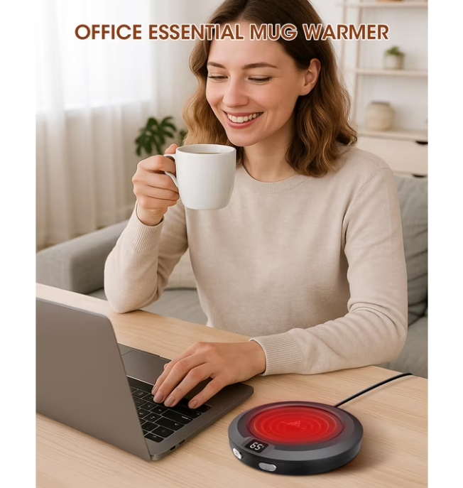 Coffee Mug Warmer for Desk -Auto Shut Off, 3 Heat Settings, Keep Your Coffee Warm for Office Hours, Perfect Coffee Lovers Gift Idea with 12-Hour-Timer, LED Light and Temperature Control (Black)