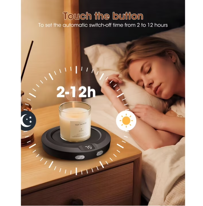Coffee Mug Warmer for Desk -Auto Shut Off, 3 Heat Settings, Keep Your Coffee Warm for Office Hours, Perfect Coffee Lovers Gift Idea with 12-Hour-Timer, LED Light and Temperature Control (Black)