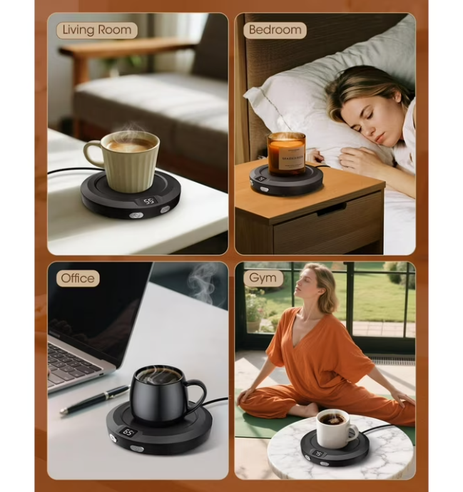 Coffee Mug Warmer for Desk -Auto Shut Off, 3 Heat Settings, Keep Your Coffee Warm for Office Hours, Perfect Coffee Lovers Gift Idea with 12-Hour-Timer, LED Light and Temperature Control (Black)