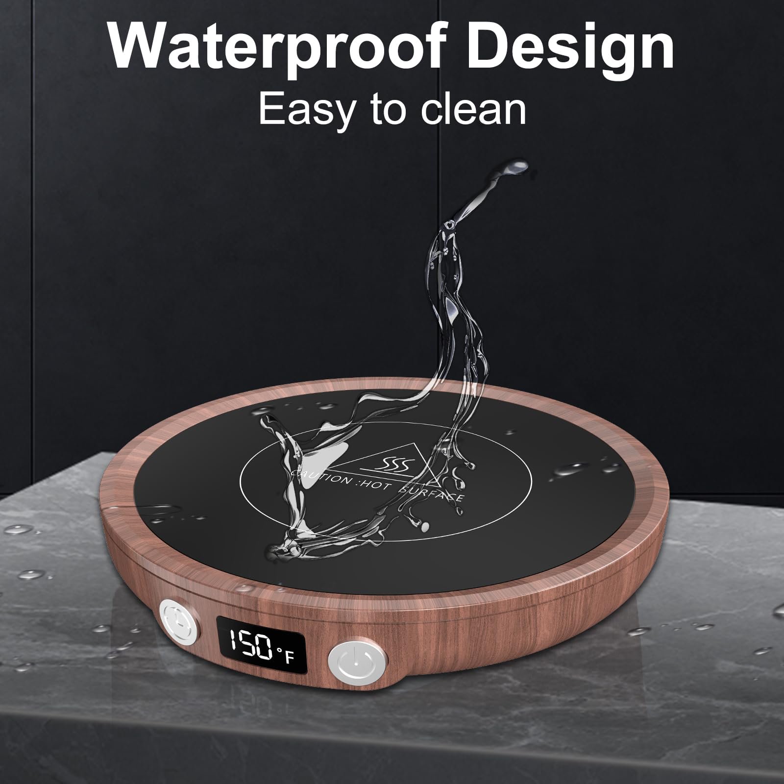 Woodgrain Mug Warmer, Coffee Warmer for Desk with 3 Temperature Settings (130°F/150°F/176°F), Cup Warmer for Tea Milk with 4H Auto-off, Coffee, Tea and Milk Warmer for Office Home Desk Use