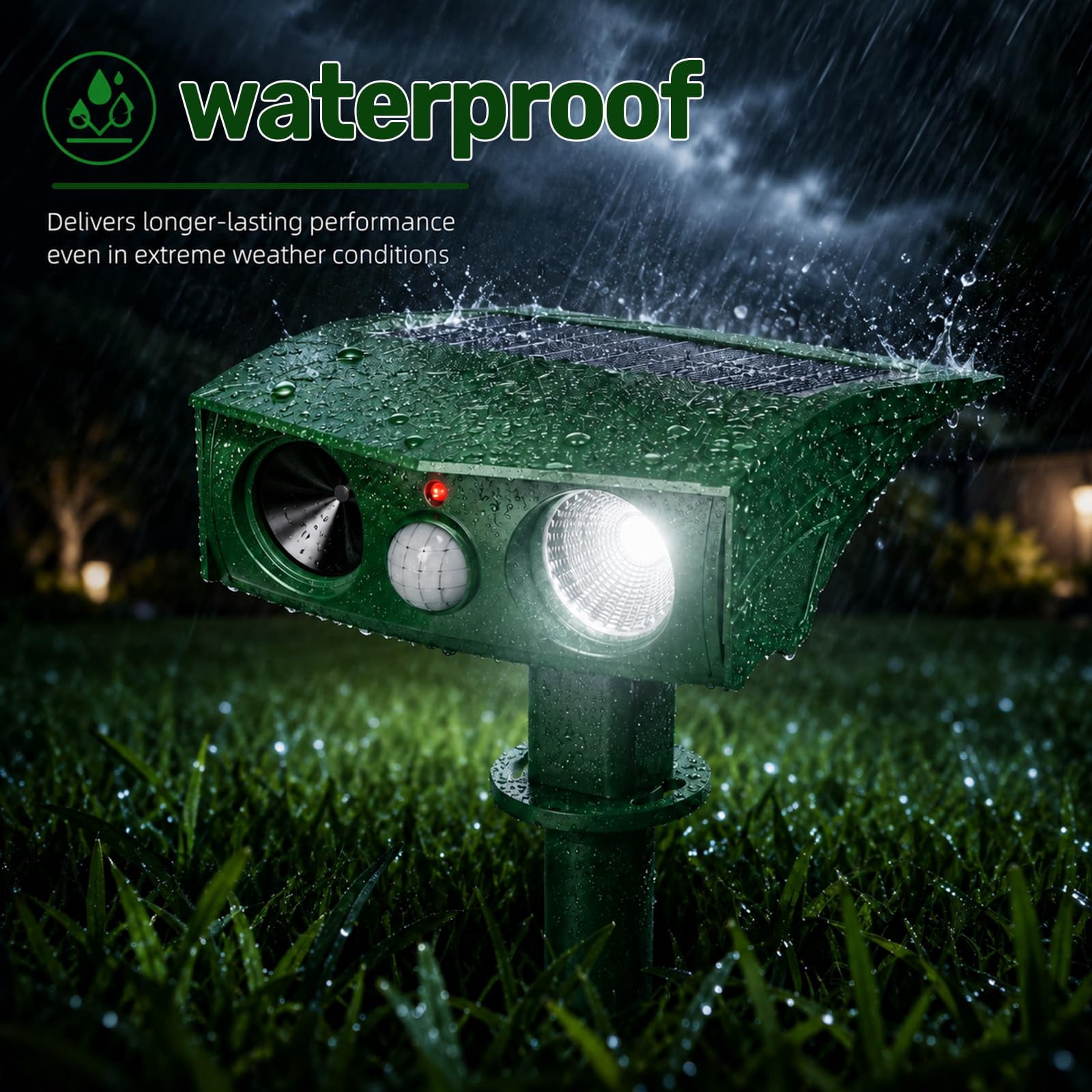 MQ 2 Pcs Upgraded Solar Ultrasonic Animal Repellent, IP66 Waterproof PIR Sensor & USB Charging Outdoor Wildlife Deterrent for Cats Foxes Badgers