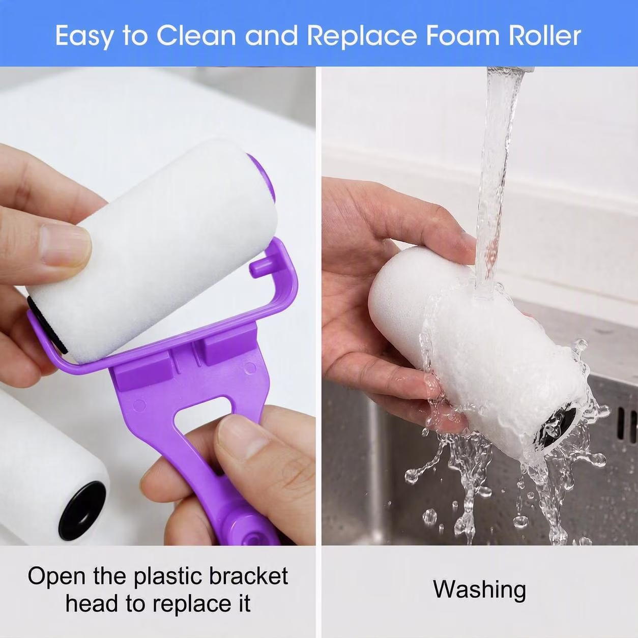 MQ Lotion Applicator for Back Body, Back Lotion Applicator Long Reach Folding Handle, Sunscreen Application Roller Wands for Back Self Elderly, Seniors, Women and Men, Purple