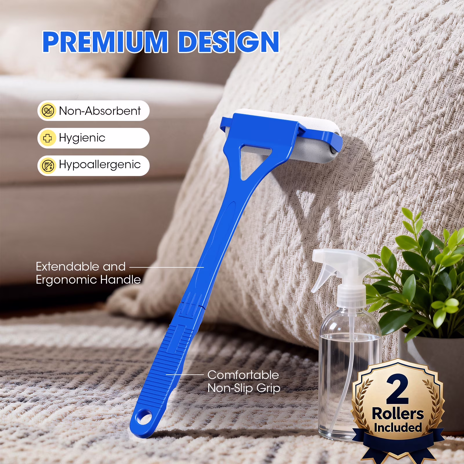 Lotion Applicator for Back Body, Back Lotion Applicator Long Reach Folding Handle, Sunscreen Application Roller Wands for Back Self Elderly, Seniors, Women and Men, Blue