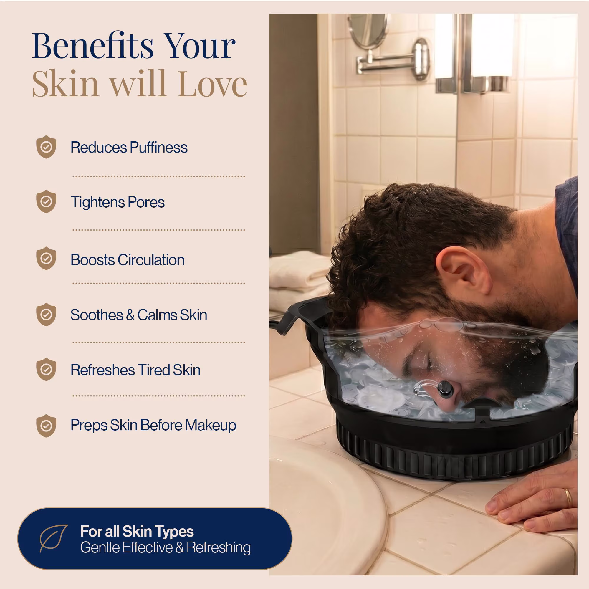 MQ Silicone Face Bowl for Ice with Built-In Icetray, Collapsible Ice Bowl for Face Bath at Home