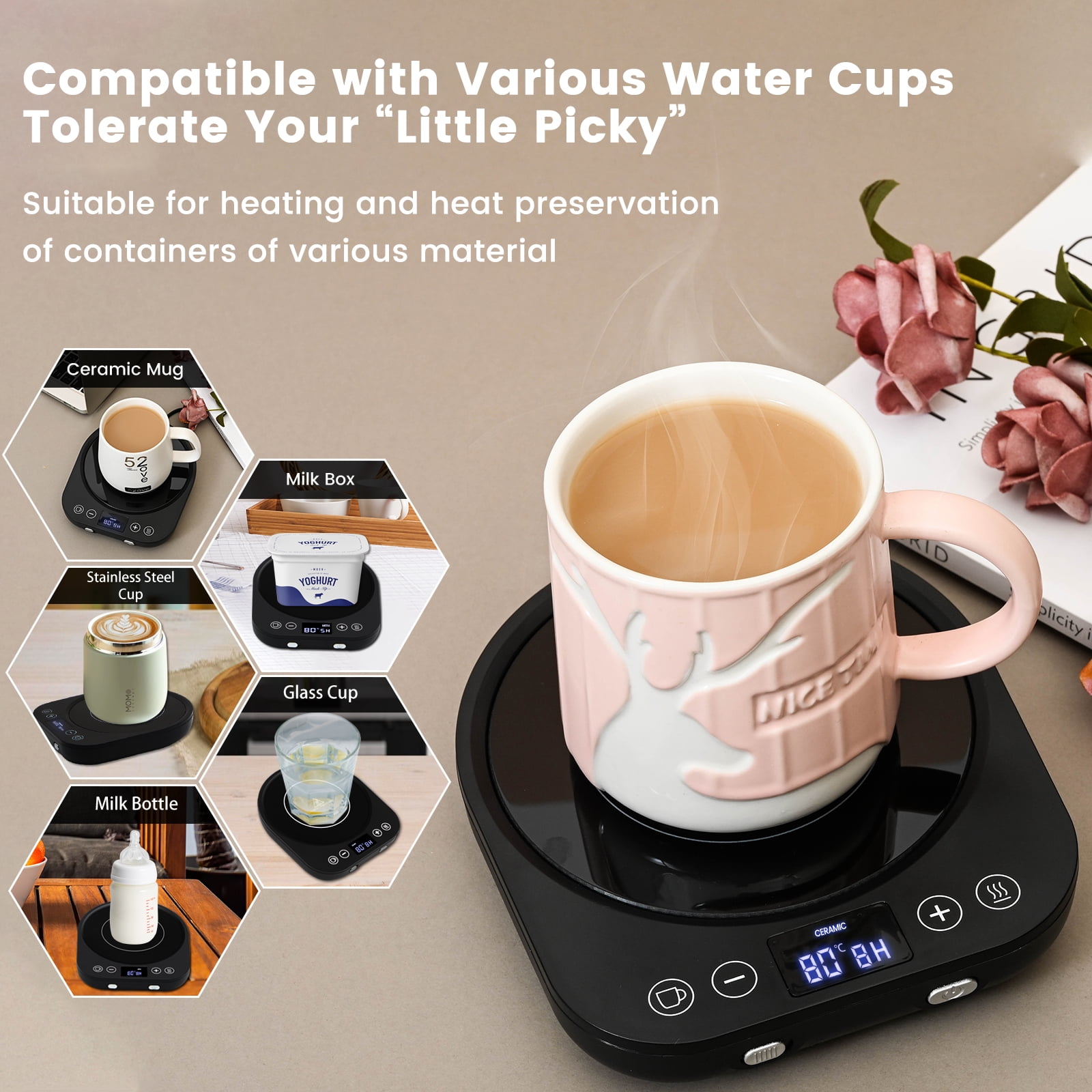 MQ Electric Black Beverage Warmer Automatic Shut Off