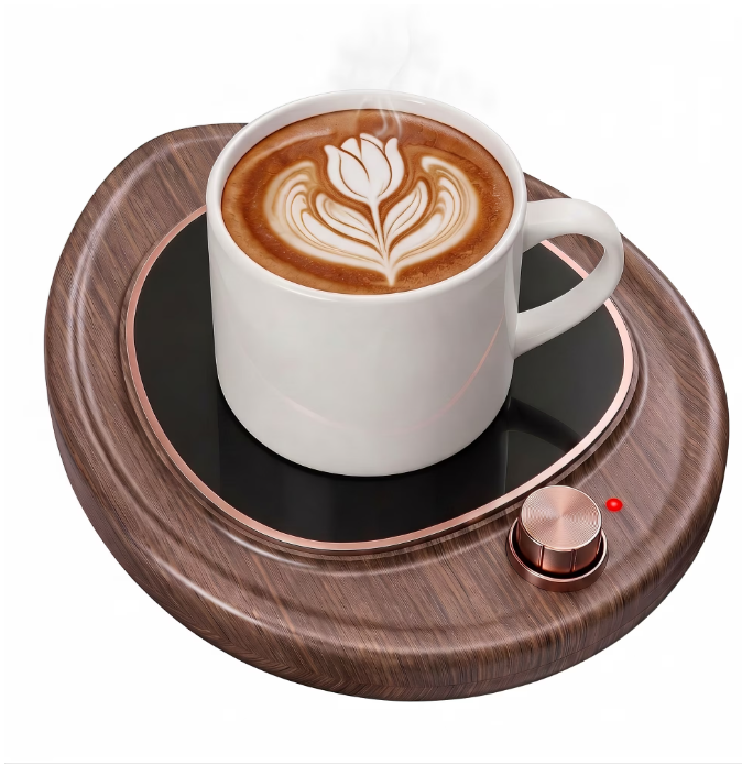 MQ Coffee Mug Warmer - Large Candle Warmer Plate, 2-Temp Setting (131℉ & 113℉) & Fast Heating, Elegant Desk Warmer for Coffee/Tea/Milk/Candle, Ideal Office Home Gift (Wood Grain)