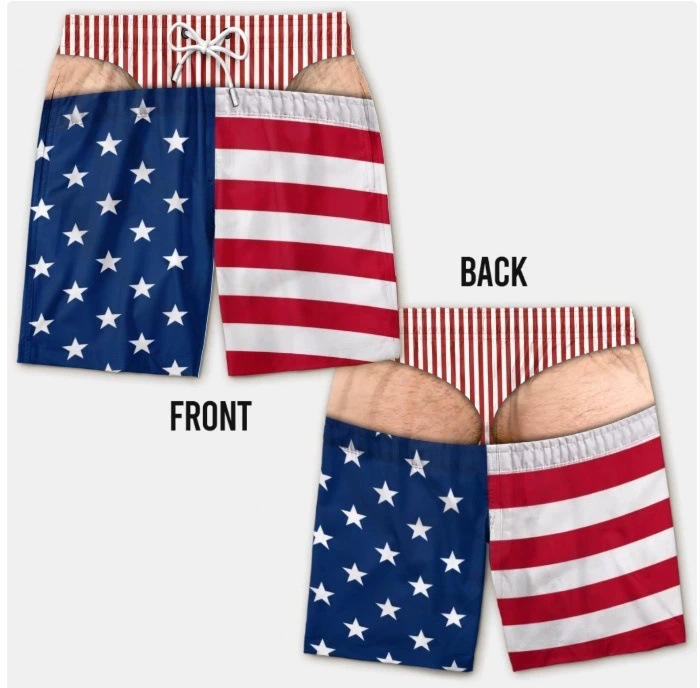 Men Patriotic American Flag Beach Swim Trunks Summer Board Shorts
