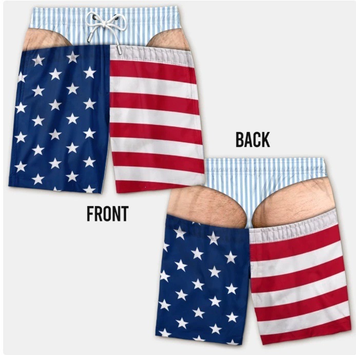 Men Patriotic American Flag Beach Swim Trunks Summer Board Shorts