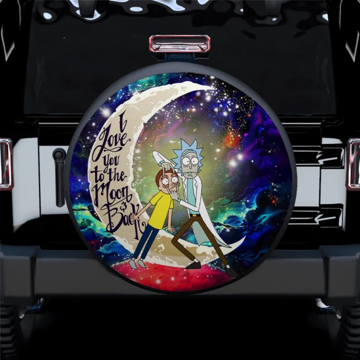 Rick and Morty Galaxy Moon “Love You to the Moon and Back” Spare Tire Cover for Jeep, SUV & RV