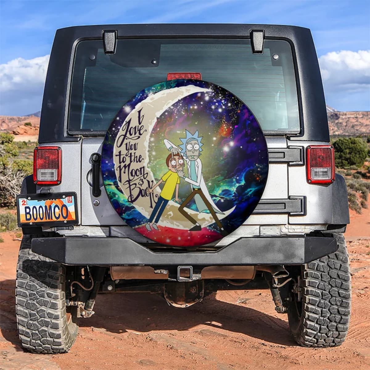 Rick and Morty Galaxy Moon “Love You to the Moon and Back” Spare Tire Cover for Jeep, SUV & RV