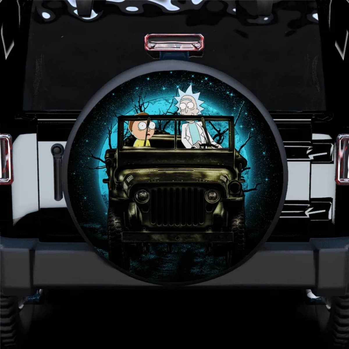 Rick and Morty Jeep Night Ride Galaxy Spare Tire Cover for Jeep, SUV & RV