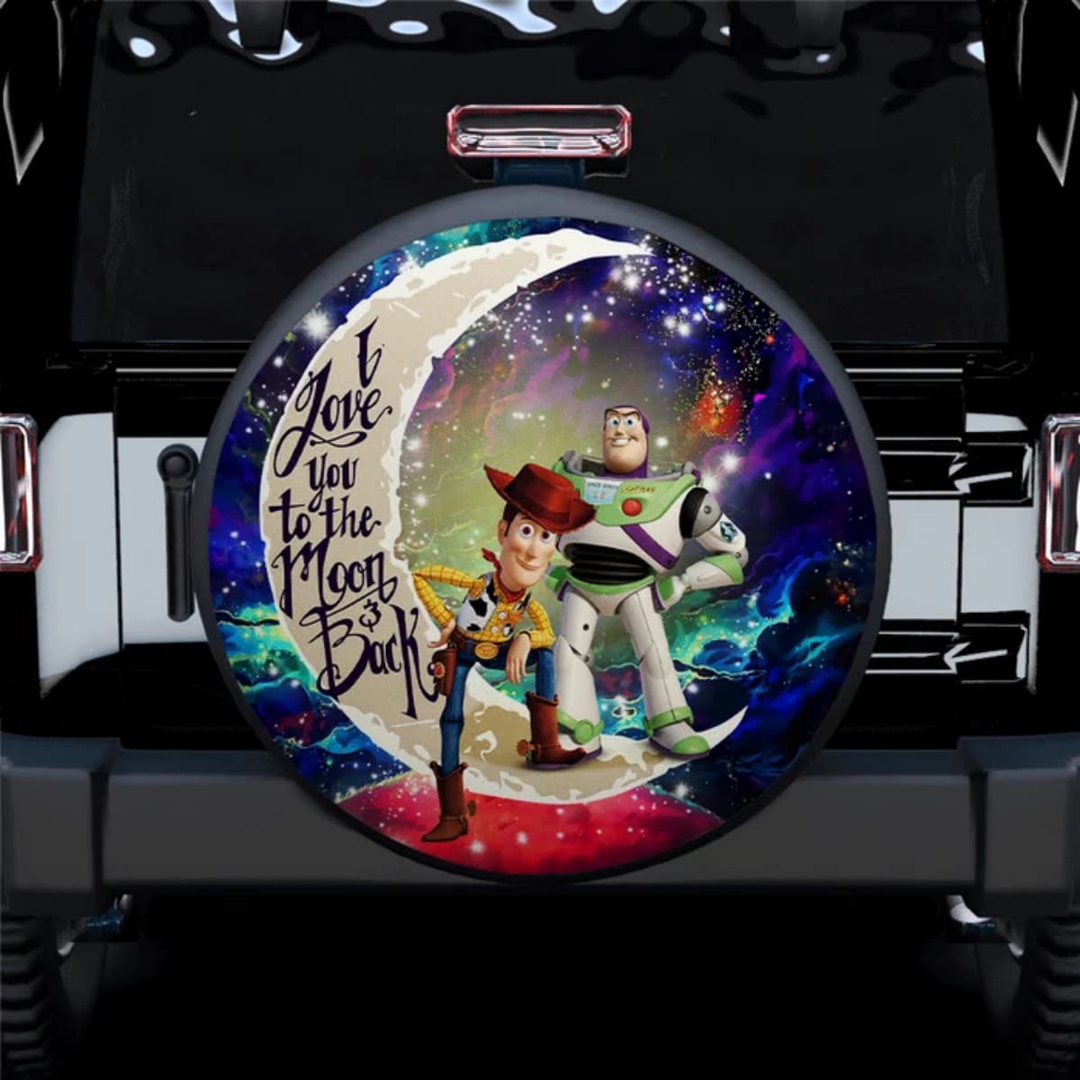 Toy Story Woody & Buzz Lightyear “Love You to the Moon and Back” Spare Tire Cover for Jeep, SUV & RV