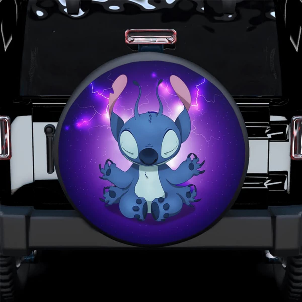 Disney Stitch Purple Lightning Galaxy Spare Tire Cover for Jeep, SUV & RV