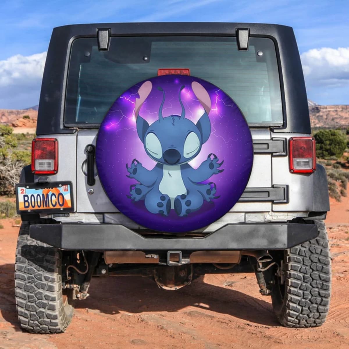 Disney Stitch Purple Lightning Galaxy Spare Tire Cover for Jeep, SUV & RV