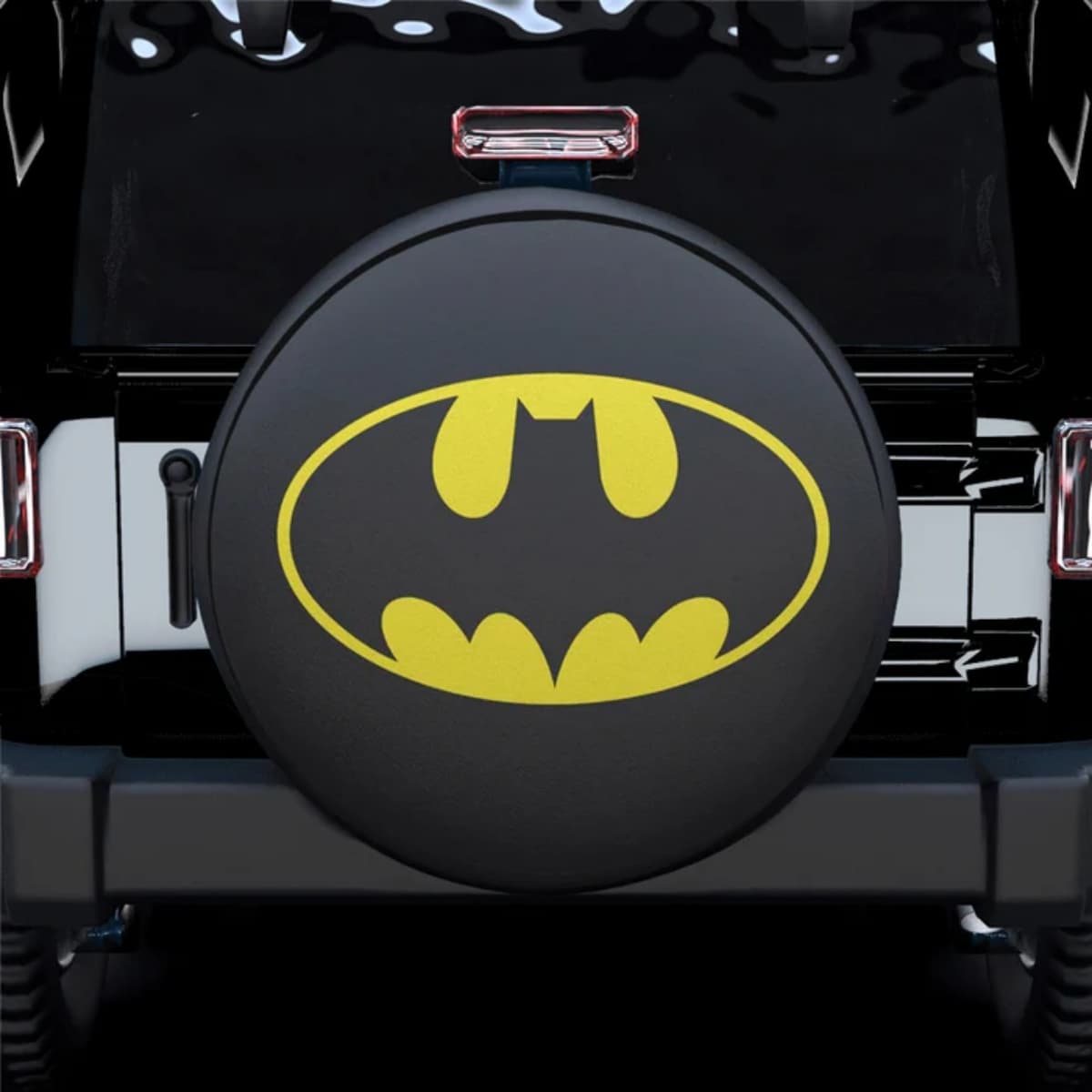 DC Batman Classic Black & Yellow Bat Symbol Spare Tire Cover for Jeep, SUV & RV