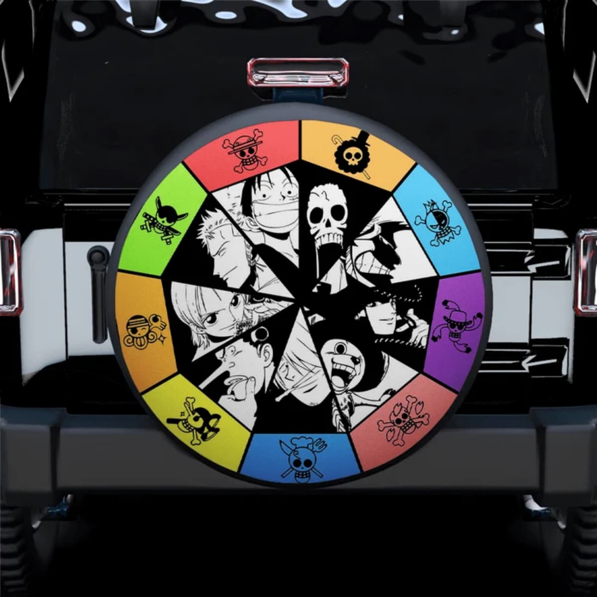 One Piece Straw Hat Pirates Anime Character Wheel Spare Tire Cover for Jeep, SUV & RV