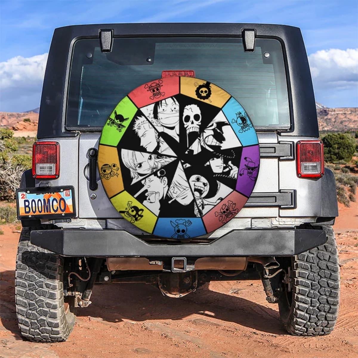 One Piece Straw Hat Pirates Anime Character Wheel Spare Tire Cover for Jeep, SUV & RV