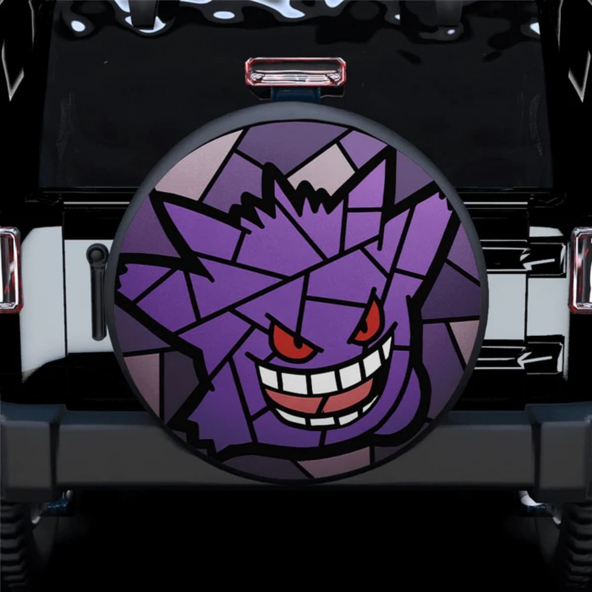 Pokemon Gengar Purple Stained Glass Anime Spare Tire Cover for Jeep, SUV & RV