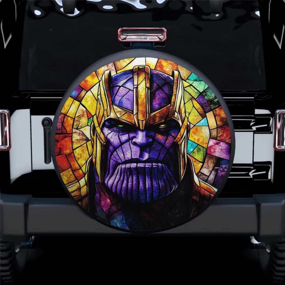 Marvel Thanos Infinity Saga Stained Glass Spare Tire Cover for Jeep, SUV & RV