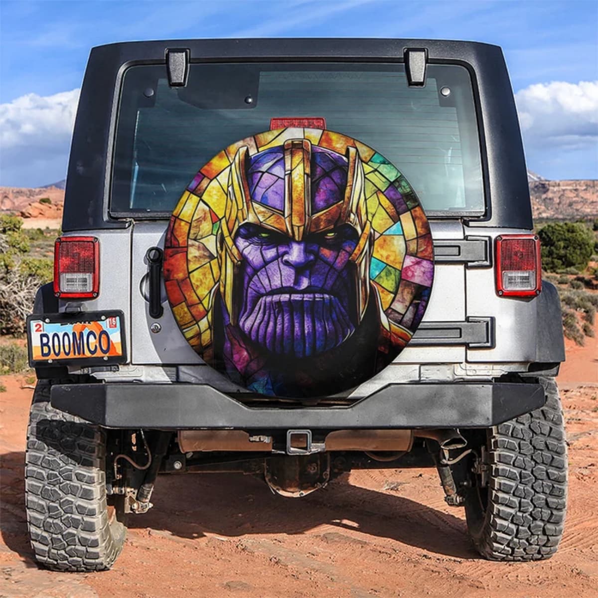 Marvel Thanos Infinity Saga Stained Glass Spare Tire Cover for Jeep, SUV & RV